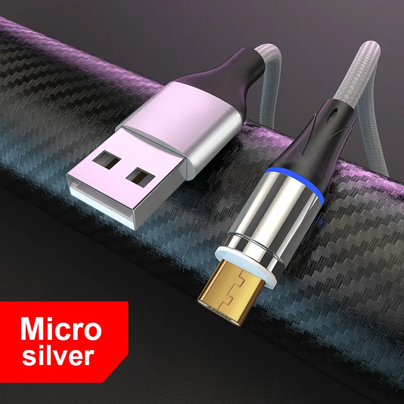 For Micro USB Sliver Olaf светодиодный магнитный USB кабель для samsung s9 Xiaomi для iPhone XS X Магнитный штекер и usb type-C кабель и Micro USB кабель для быстрой зарядки - Цвет: For Micro USB Sliver