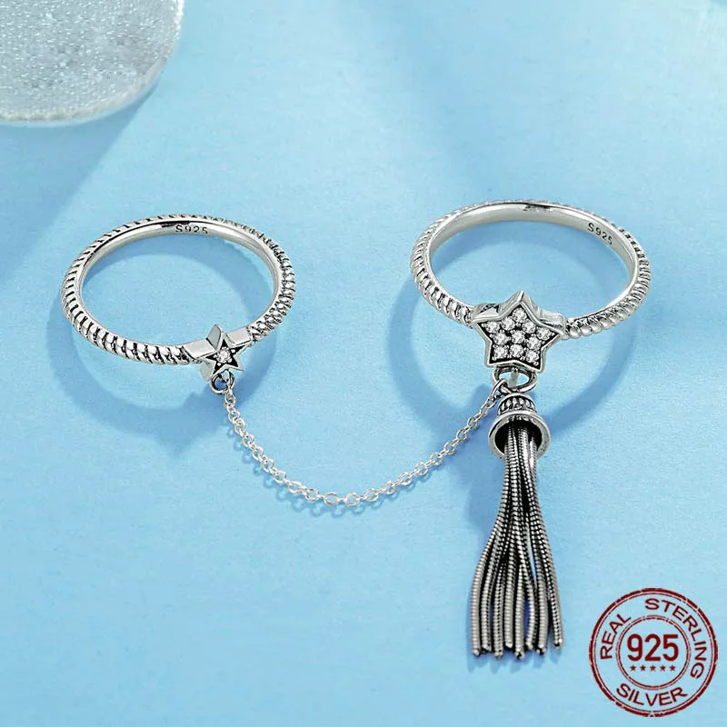 Женское кольцо из серебра 925 пробы с подвеской в виде звезды|Кольца| |