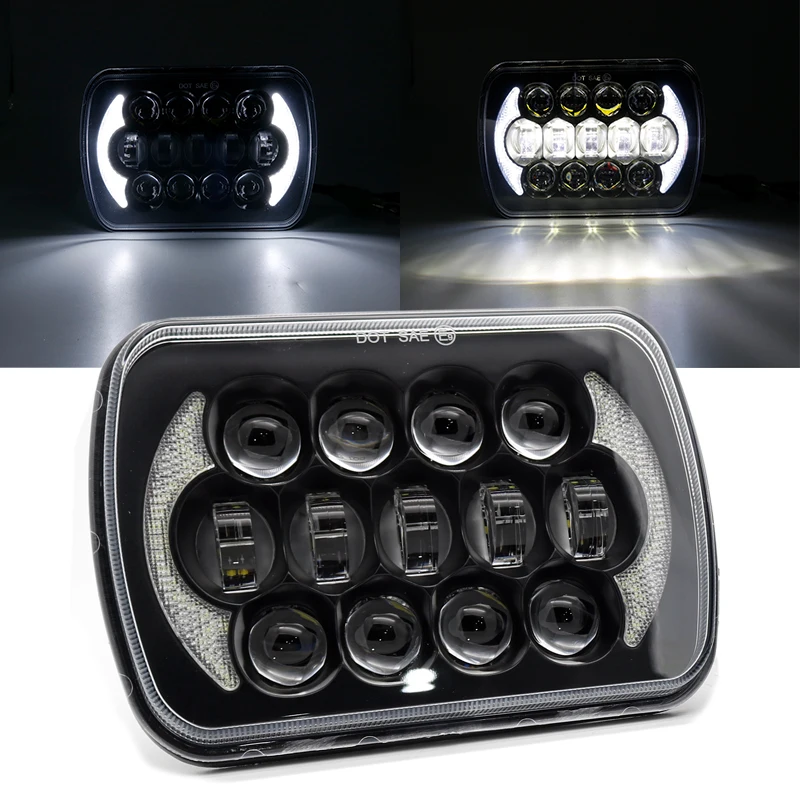 Светодиодные фары 5x7 дюймов ближнего/дальнего света 7x6 для Jeep Wrangler YJ Cherokee XJ H4 Plug H6054