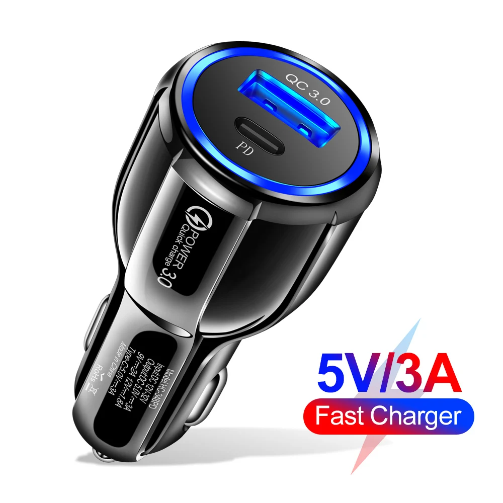 qc3 0 usb phone charger 3a car charger pd type c car fast charging power outlet adapter for xiaomi samsung for iphone13 12 11pro free global shipping