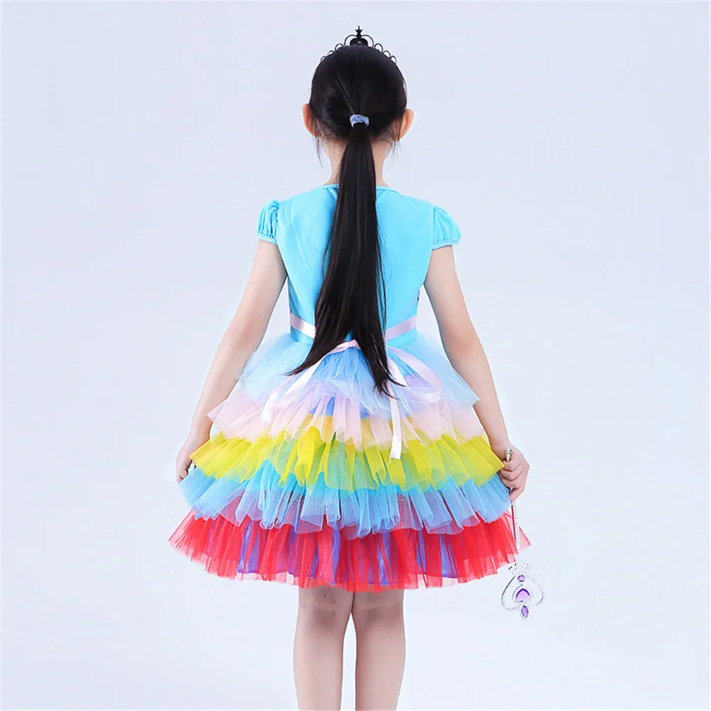 Новое платье Эльзы платья принцессы для девочек костюмы детей нарядные вечерние