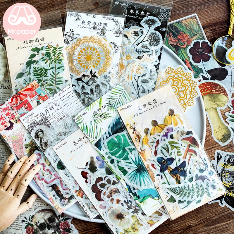 

Mr.paper 8 Designs 60Pcs/lot Vintage Retro Forest Plant Style Deco Stickers Scrapbooking Deco Stationery Stickers