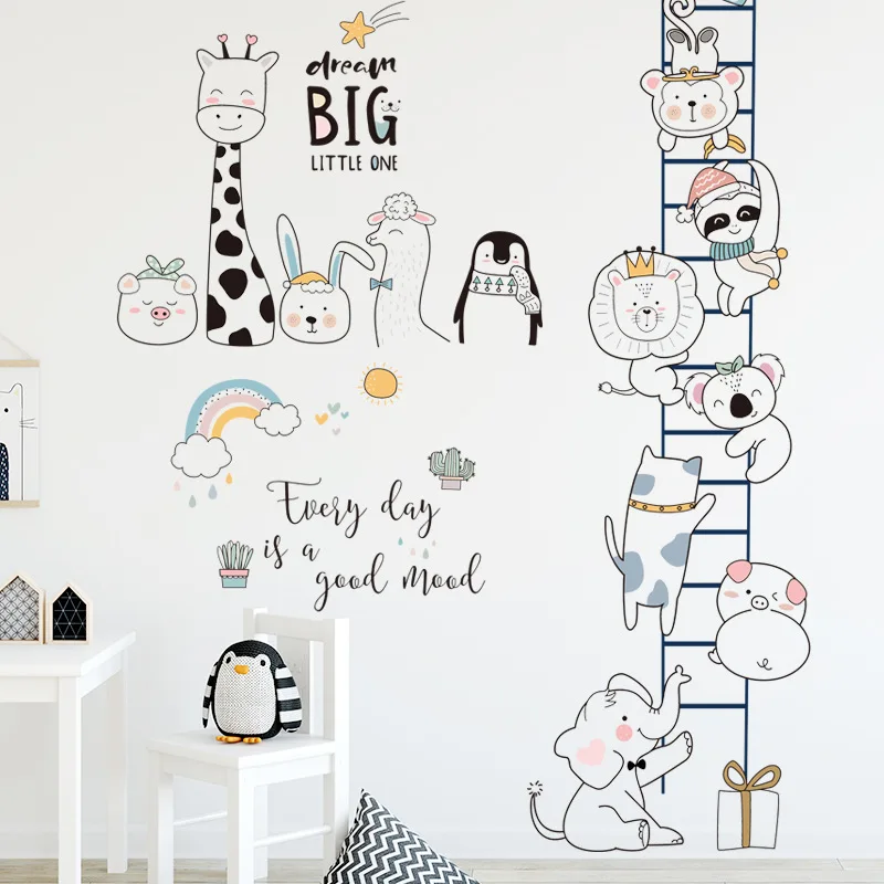 

Zollor Cute Animal Giraffe Elephant Rabbit Cat Wall Sticker Children room kindergarten Classroom Creative Decorative Sticker