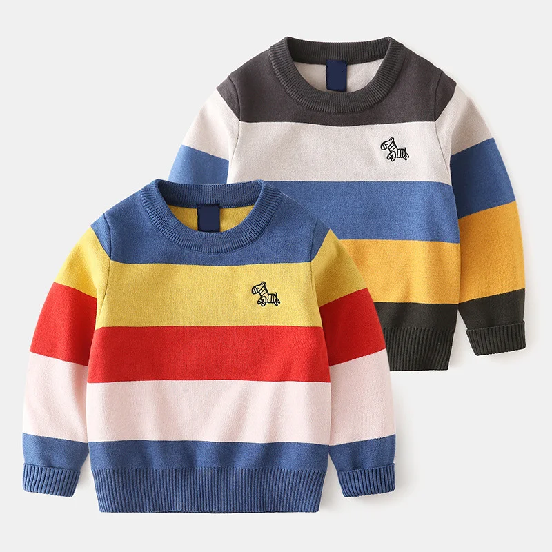 Свитер для младенцев новинка 2018 Повседневные свитера в полоску мальчиков зимний