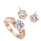 ZHOUYANG Свадебные Ювелирные наборы для женщин CZ обручальные серьги кольцо розовое золото серебряный цвет модные ювелирные изделия S432 S433