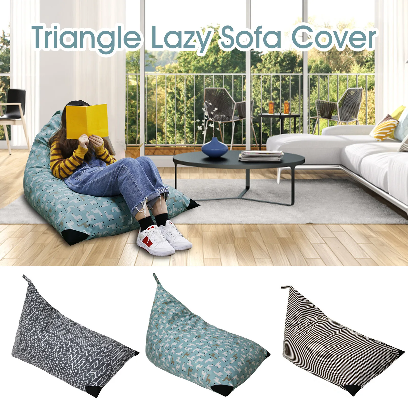 Triangle Lazy Bean Sofa Cover Storage Bean Bag Chair Cover Beanbag Covers for Gifts