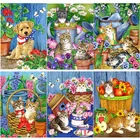5D DIY алмазная живопись кот цветок Алмазная Вышивка Животных Вышивка крестиком ремесла полный квадратный круглый дрель домашний декор ручной подарок