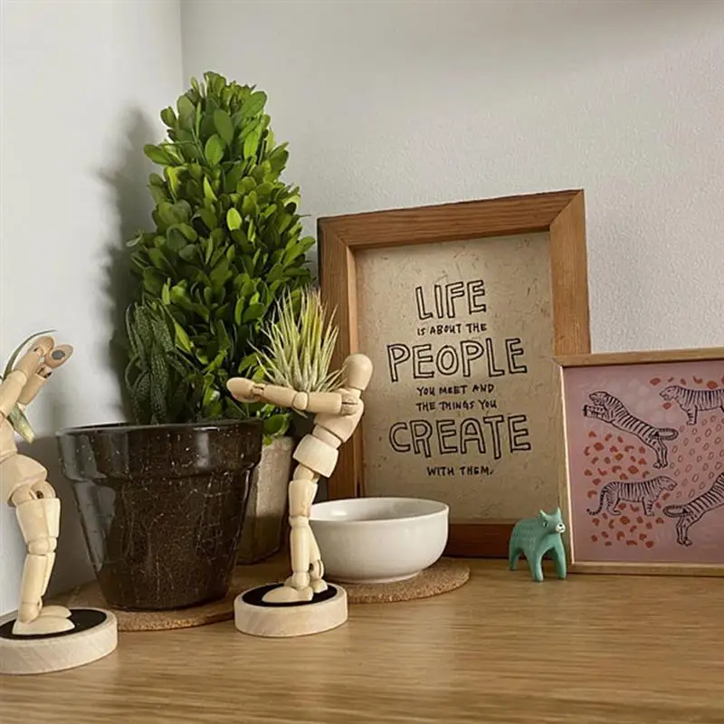 

Rotating Solar Power Plant Stand Flower Pot Wooden Human Figure Desktop Ornament Table Decoration for Home Office