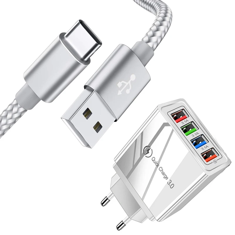 Кабель USB Type C Micro для быстрой зарядки Xiaomi M3 X3 8 9 9T 10Pro Redmi 6 7 7A 8A Note QC 3 0 4 порта