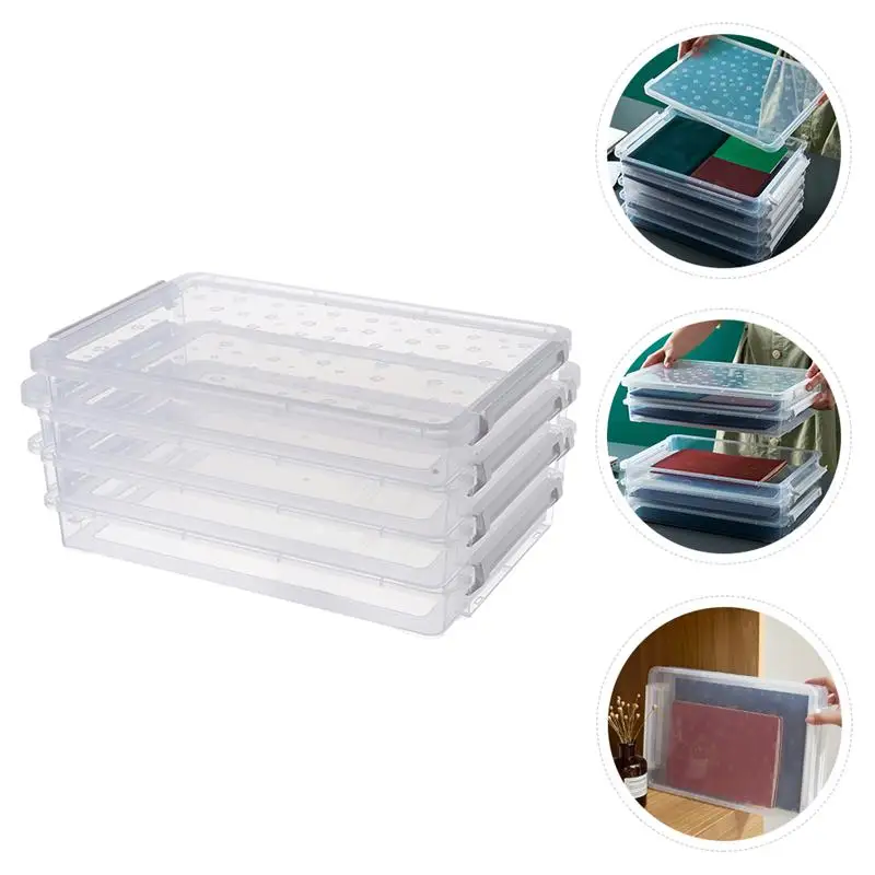 

Multilayers Transparent Storage Box Clear Plastic Document Paper Filling Case