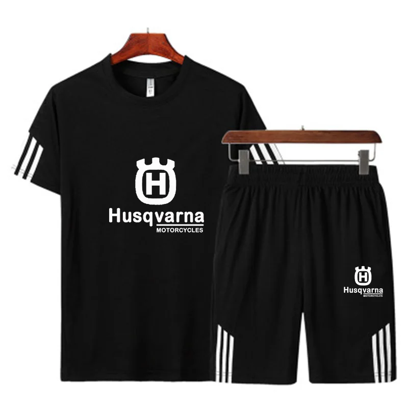 

2021 Summer New Mens Casual Set Fashion 2 PCS Sportswear Suit Short Sleeve T-Shirt Shorts Sets Male Sportswear Tracksuit Men 5XL