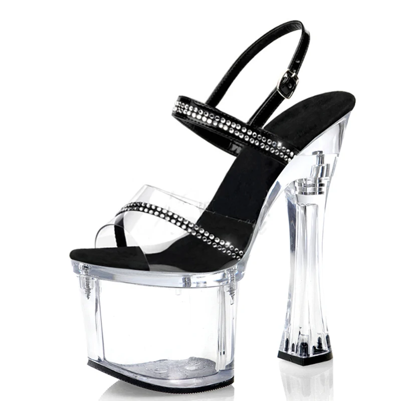 Summer New Sexy 18cm Square High Heels Women Wedding Night Club Party Pole Dance Sandals Straps Platform sandals shoes