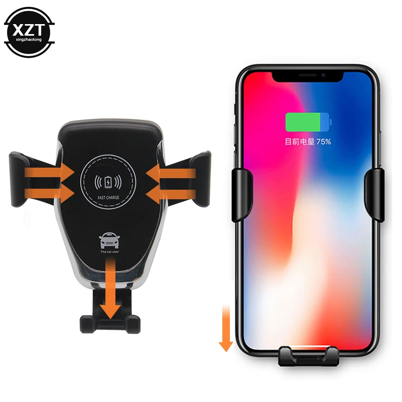 Автомобильное беспроводное зарядное устройство Qi для iPhone XS Max X XR 8, быстрая зарядка, автомобильный держатель для телефона samsung Note 9 S9 S8 type-C