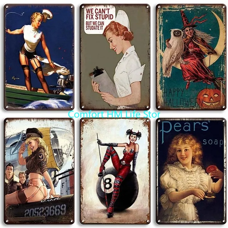 

Retro chica placas Pin Up cartel Vintage Marilyn cartel Retro signo de cueva de hombre dulce de la pared