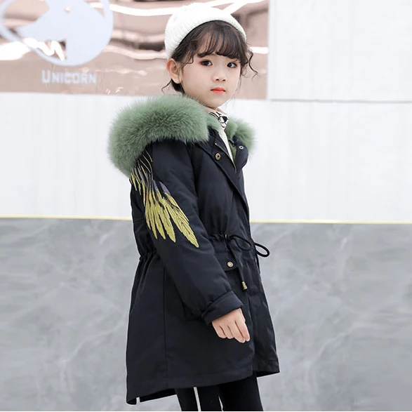 green fur Натуральная Шуба из кролика Рекс с капюшоном натуральный мех парка куртка для девочки зима мальчик девочка зимняя куртка Комбинезоны для детей - Цвет: green fur