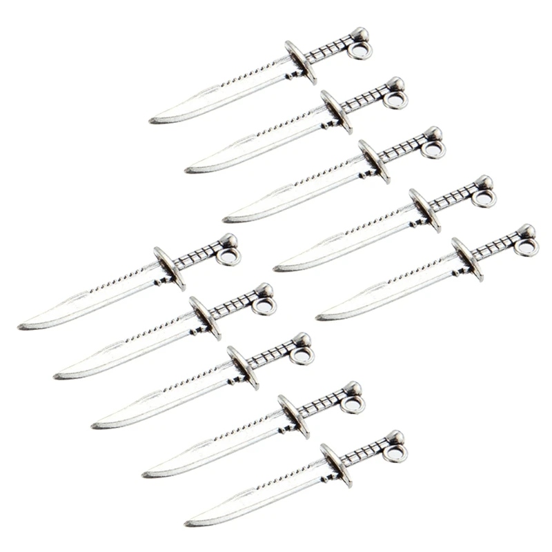 

10 Pcs Charms Sword Dagger Pendants for Necklace Bracelet Jewelry Making DIY Craft Findings