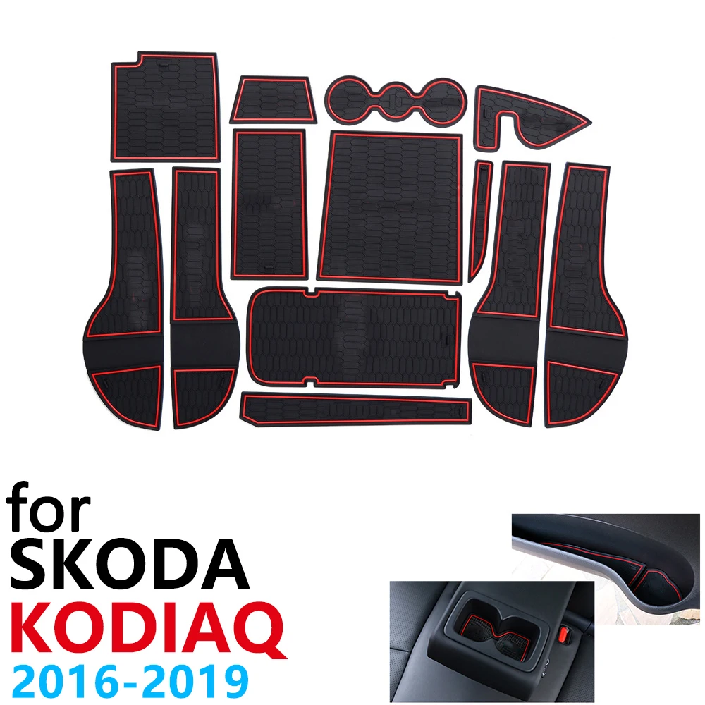 Нескользящий Резиновый коврик для чашки дверной паз Skoda Kodiaq 2016 ~ 2019 13 шт.
