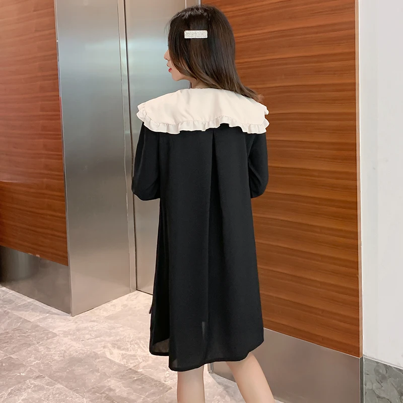 2019 Новое поступление весенне осеннее платье для беременных милое ТРАПЕЦИЕВИДНОЕ