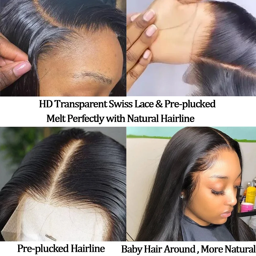 13x6 HD Transparent Straight Lace Front Wigs Human Hair For Women 5x5 Lace Closure Bone Straight Wig HD Lace Frontal Wig