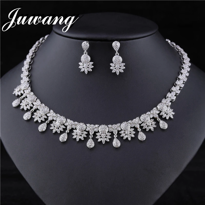 JS18120130 JUWANG, африканские Свадебные ювелирные изделия, Дубай, турецкие ювелирные изделия, романтические цветные дизайнерские ювелирные наборы, ожерелье, Acero Inoxidable Joyeria Mujer - Окраска металла: JS18120130