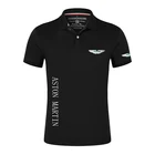 Мужская хлопковая рубашка-поло Aston Martin, Повседневная брендовая модная деловая рубашка-поло с коротким рукавом, Однотонная рубашка для гольфа и тенниса, лето 2021