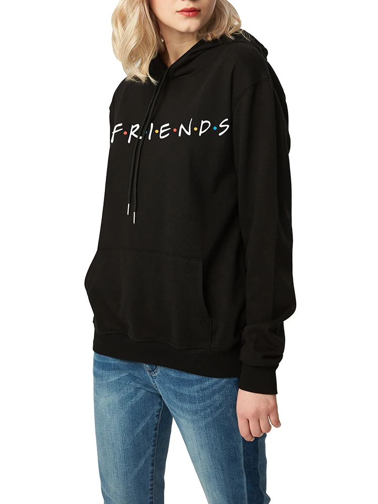 Женские толстовки с надписью «FRIENDS», осенне-зимние Утепленные пуловеры Harajuku sudaderas mujer с длинным рукавом, Прямая поставка