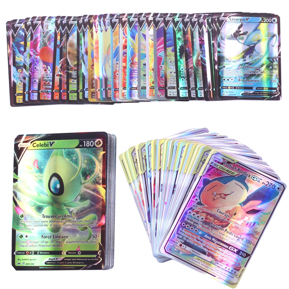 Горячая Распродажа на французском языке Язык Pokemones карты битвы игра 140GX 60V Vmax 60Tag 20EX 20 мега - изображение