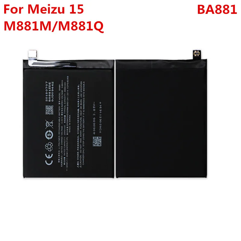 Аккумулятор для Meizu 15 M881M/M881Q BA881, 3000 мАч, сменный литий-ионный полимерный аккумулятор для телефона, запасные части