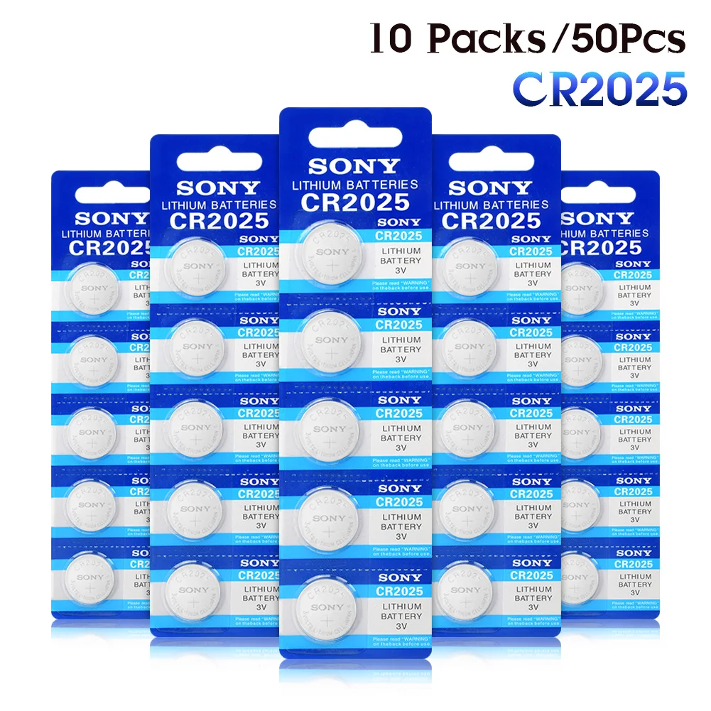 

SONY 50 шт. CR2025 Кнопочная батарея 3 в одноразовые литиевые батареи CR 2025 для часов пульт дистанционного управления игрушек компьютера калькулят...