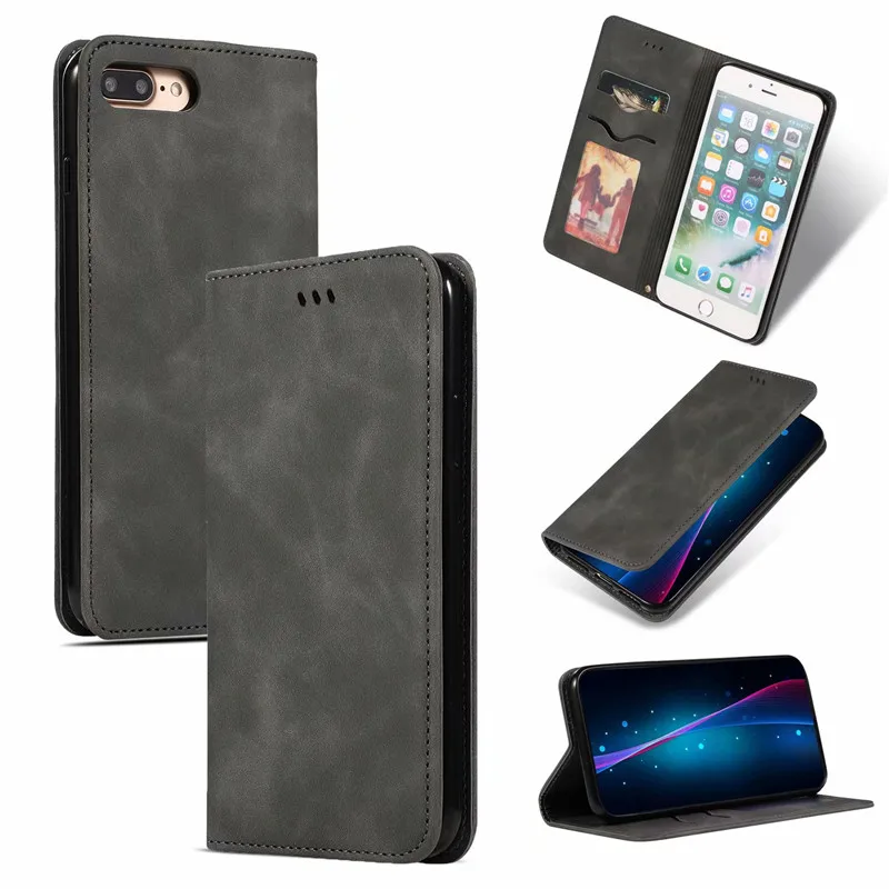 Роскошный чехол-книжка из натуральной кожи для iPhone X XI XS MAX чехол для iPhone 7 8 6 6S Plus, высококачественный силиконовый чехол - Цвет: Gray