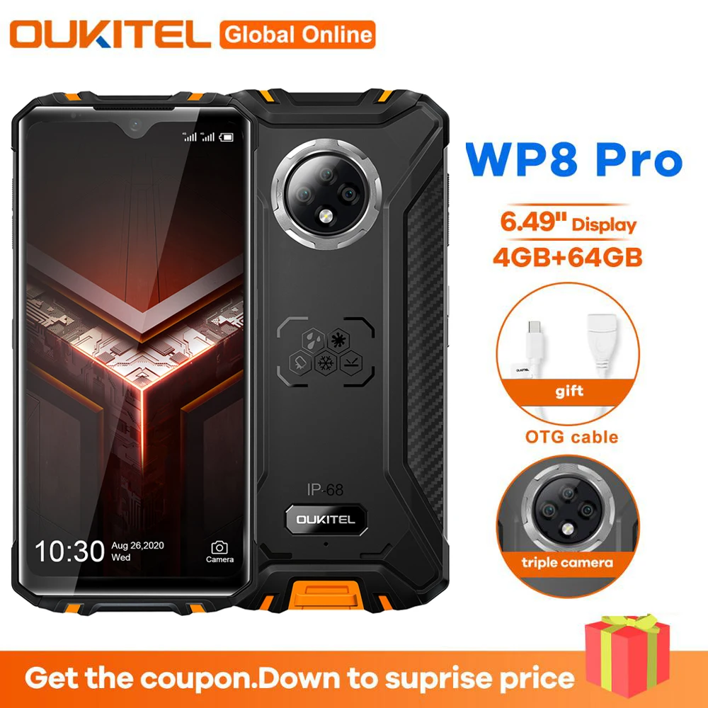 OUKITEL WP8 PRO NFC IP68 Водонепроницаемый смартфон 6 49 'Ɗ Гб Оперативная память 64