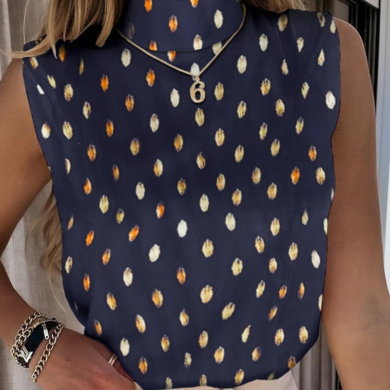 

Mandylandy Top Vest Summer Streetwear Fashion Tank Tops Women Tshirts Sleeveless O-neck Casual Bronzing Polka Dot Camis Tops