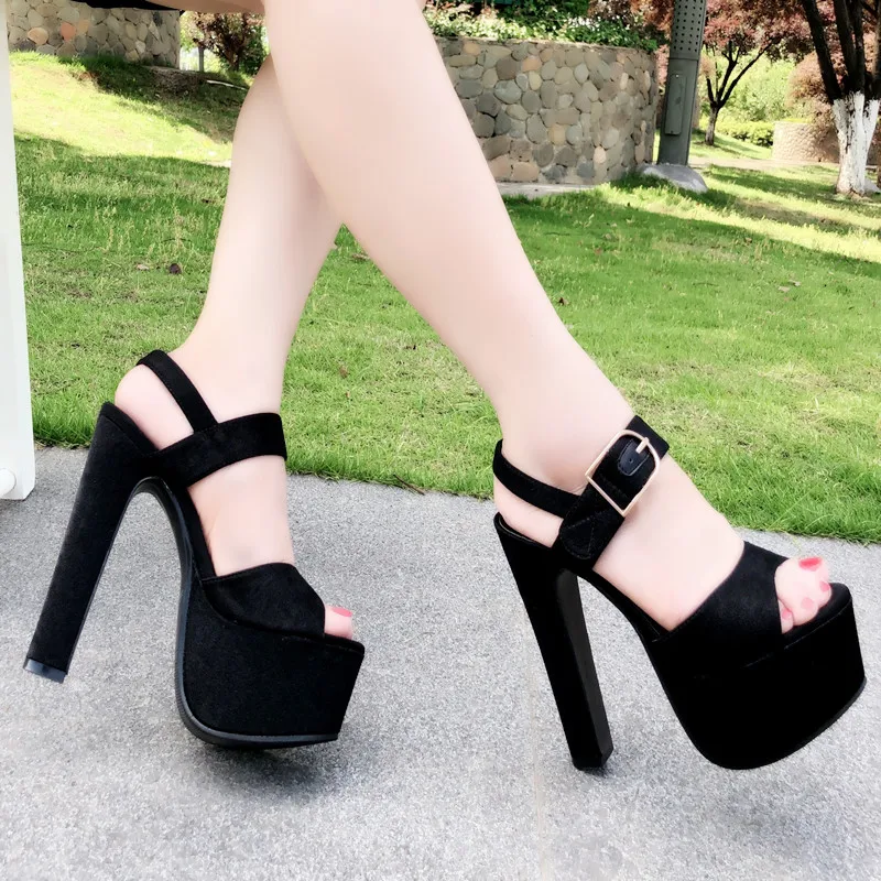 Женские босоножки на очень высоком каблуке 15 см водостойкие сандалии платформе