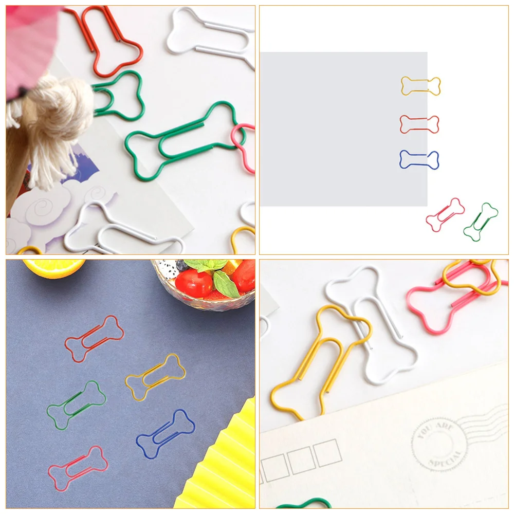 

1 Set 60Pcs Creative Bone-shaped Paper Clips Boxed Office Paper Clips (Colorful)