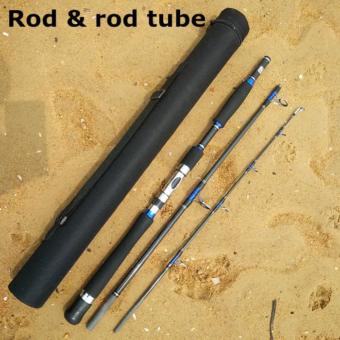 rod and rod tube 1,8 м, 1,95 м, 2,1 м, 2,28 м, карбоновая удочка, спиннинговая лодка, Троллинг, удочка, 3 секции, приманка, 70-250 г, жесткая сила, океанская Рыбная удочка - Цвет: rod and rod tube