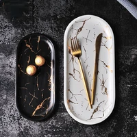 nordic marbled ceramic oval plate western dish dessert plate jewelry storage tray tableware accessories sushi seafood dish