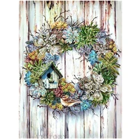 full drill square welcome home diamond painting wreath diamond embroidery landscape diamond mosaic flower home decoration