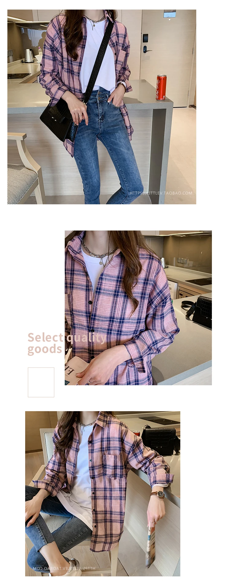 Повседневные женские рубашки, корейская модная одежда, blusas mujer de moda, свободные женские топы, офисные женские рубашки в клетку, женские 6858 50