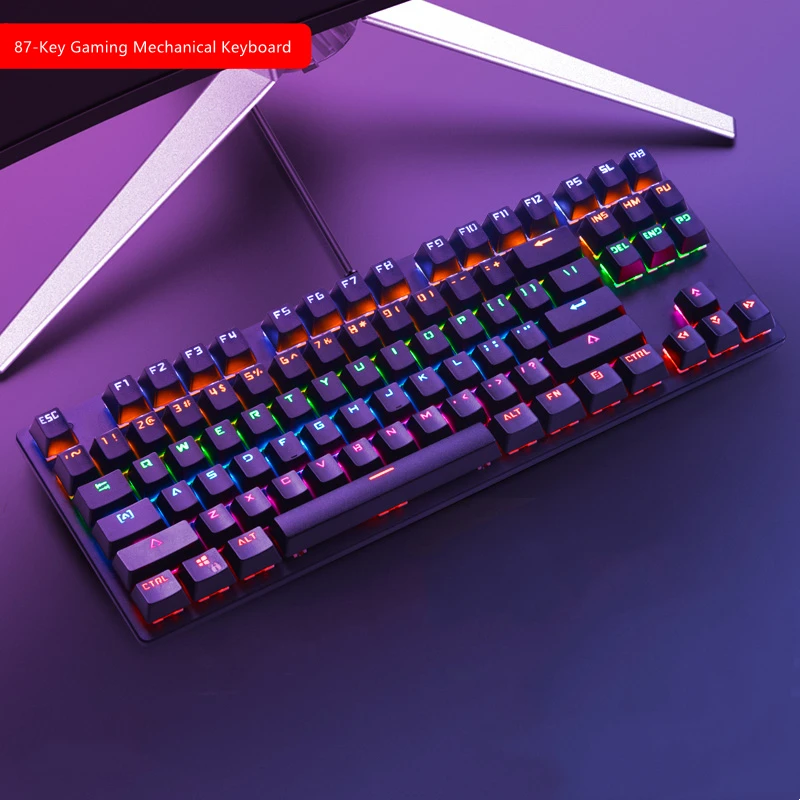 Проводная клавиатура для игр на ПК и ноутбуке игровая механическая с 87 клавишами