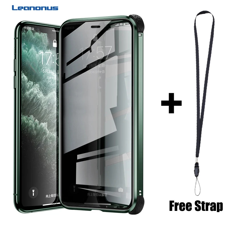 

Privacy Silicone Edge Shockproof Case For iPhone 11 Pro XS MAX X XR Case Magnetic Tempered Glass Cover For iPhone 6 6S 7 8 Plus