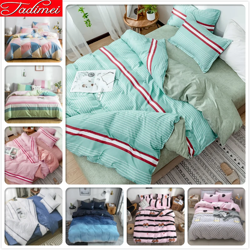 Green Stripe Duvet Cover Sheet Pillowcase Bedding Set Adult Kids Child Soft Cotton Bed Linen Single Twin Queen King Size 180x220 | Дом и сад