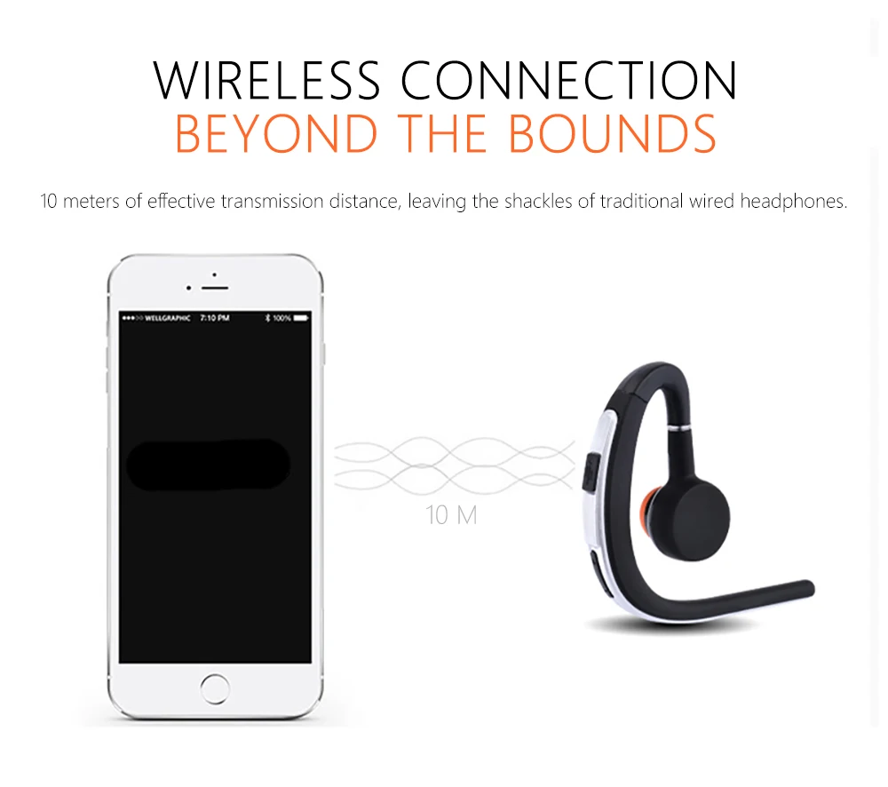 heaton wireless bluetooth earphone headsets office bluetooth headphones with mic stereo sound music earbud free shipping free global shipping