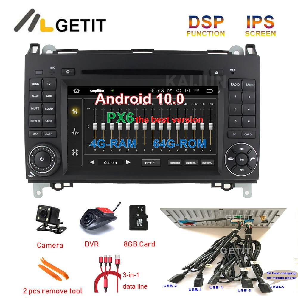 5 USB DSP Android 10 автомобильный DVD мультимедийный радиоплеер GPS навигатор для Mercedes Benz