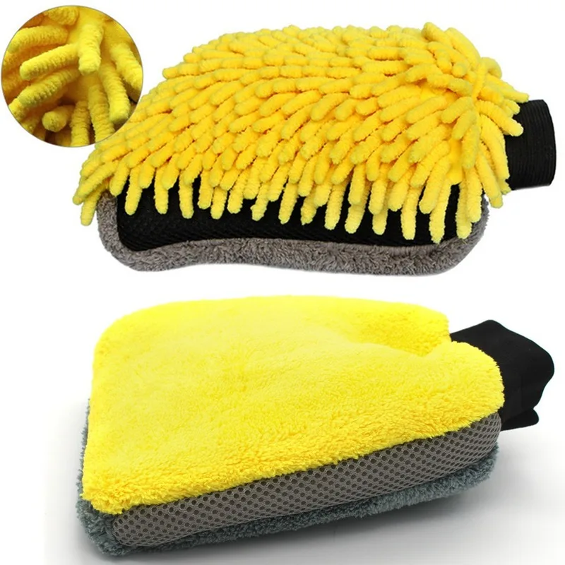 1Psc Double-sided Coral Cashmere Car Wash Glove Cleaning Mitt Short Wool Mitt Car Washing Brush Cloth Detergency Car Wash Glove