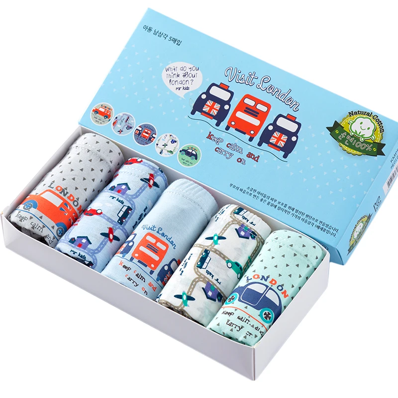 

5 Pcs/Lot Kids Underwear Boys Organic Cotton Panties For Boys Cartoon Cars Briefs Children Teenage Underpants