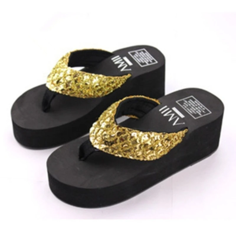 

Summer Women Flip Flops Casual Sequins Anti-Slip Slippers Beach Flip Flat Sandals Beach Open Toe Shoes For Ladies Shoes