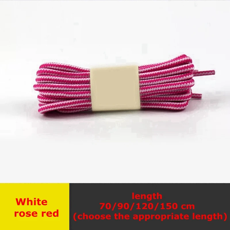 White rose red 1 пара обуви martin круглые шнурки для ботинок полосатые двухцветные модные шнурки для прогулок и отдыха спортивная обувь с кружевом 18 цветов - Цвет: White rose red