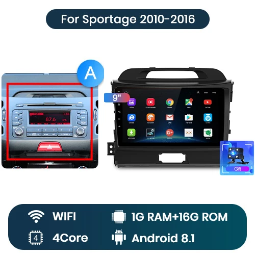 WIFI (1GB 16GB) A Junsun V1 2G+ 32G Android 9,0 DSP автомобильный Радио Мультимедиа Видео плеер навигация gps 2 din для KIA Sportage 3 2010 2011- без dvd - Цвет: WIFI (1GB 16GB) A
