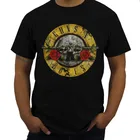 Футболка мужская хлопковая с графическим принтом, брендовая тенниска Guns N Roses, черная Модная рубашка с логотипом пули, европейские размеры, лето