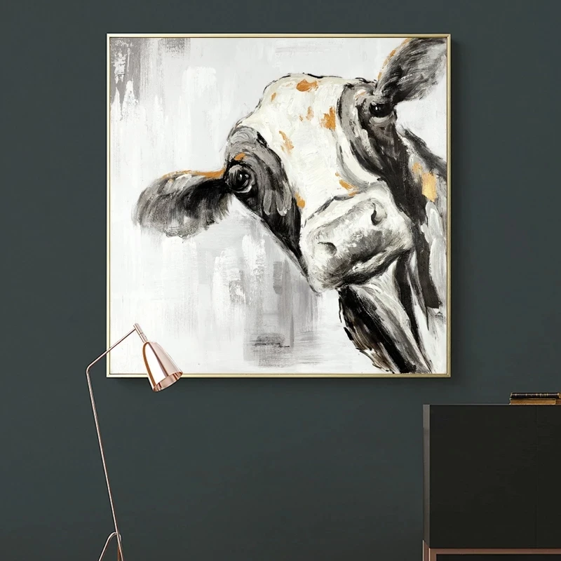 Художественные акварельные изображения коровы, настенная живопись для  гостиной, Декоративные плакаты, домашний декор, картина, напечатанная на  холсте | AliExpress